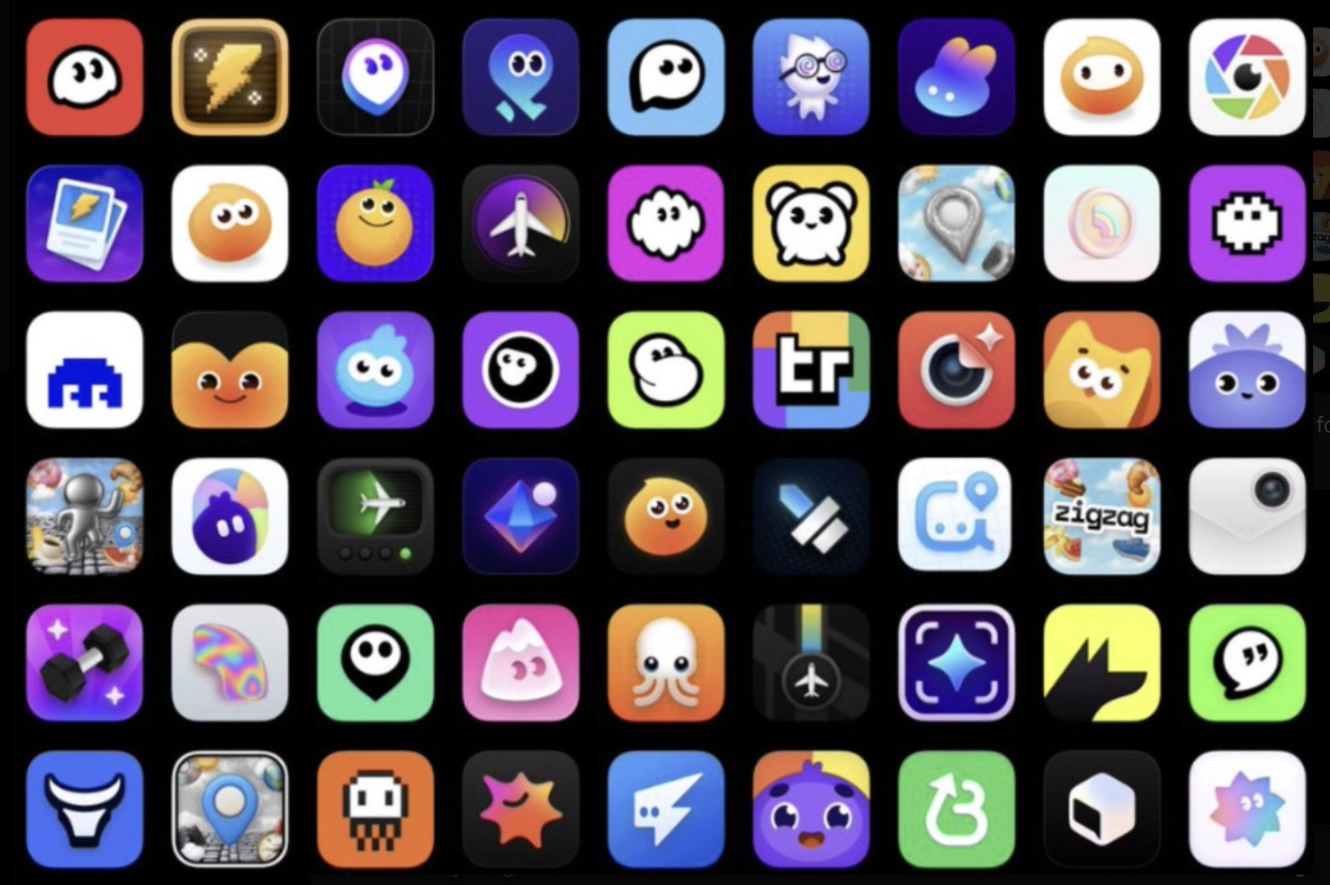 Grid of colorful premium app icon results